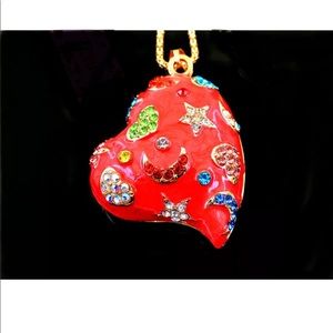COOL! Pretty Star Moon Red Heart Necklace